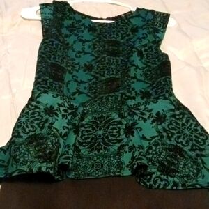 Black and green peplum dress